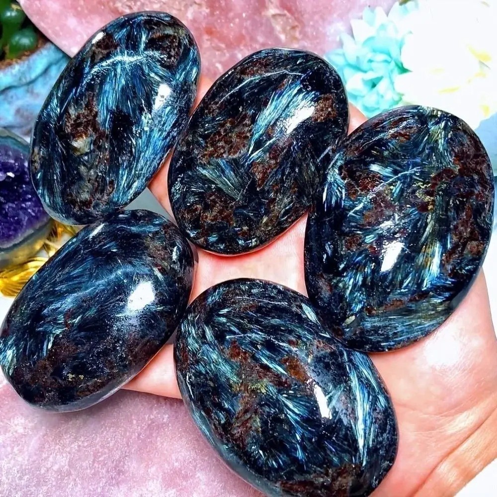 Natural Arfvedsonite Palmstone Worry Stone Healing Crystal Meditation Reiki Gift