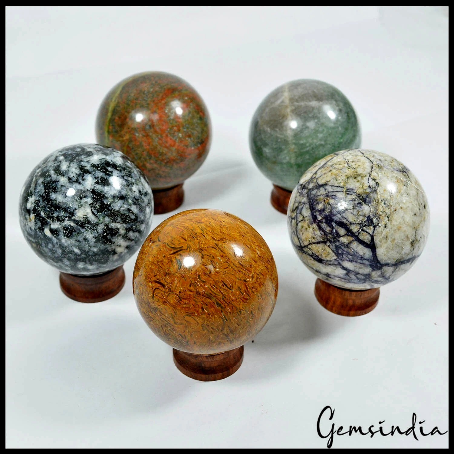 5035 Ct Natural Untreated Multi Gems Healing Crystal Mineral Sphere With Stand