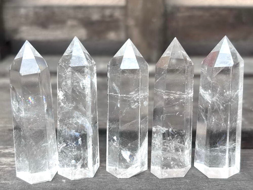 5pcs Lot 2”+ Thick Clear Natural Quartz Crystal Point Wands Tower Obelisk