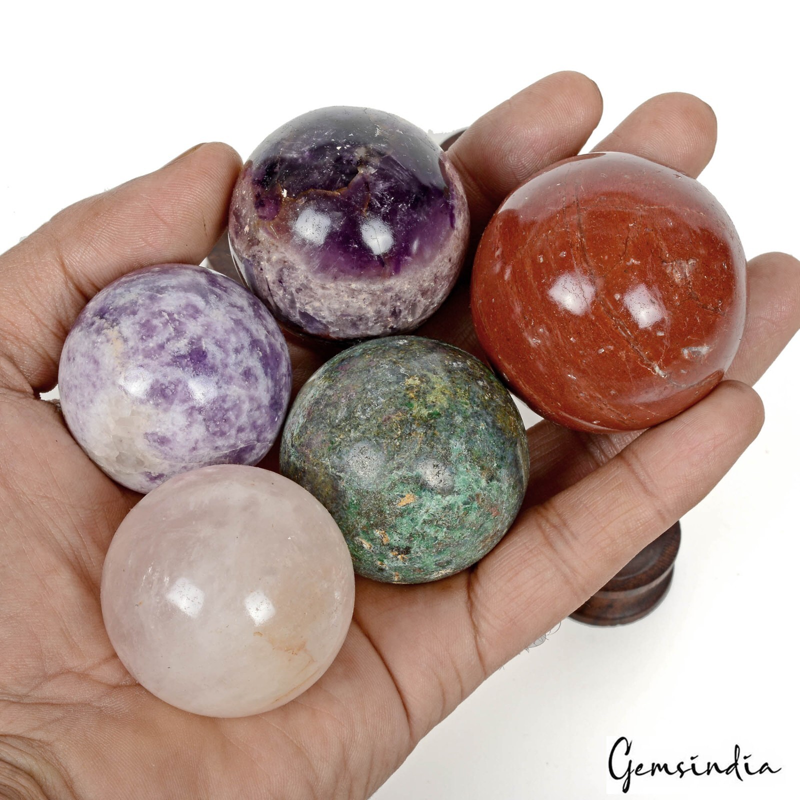 2740 Ct/5 Pcs Natural Multi Color Crystal Healing Mineral Sphere Multi Huge Gems
