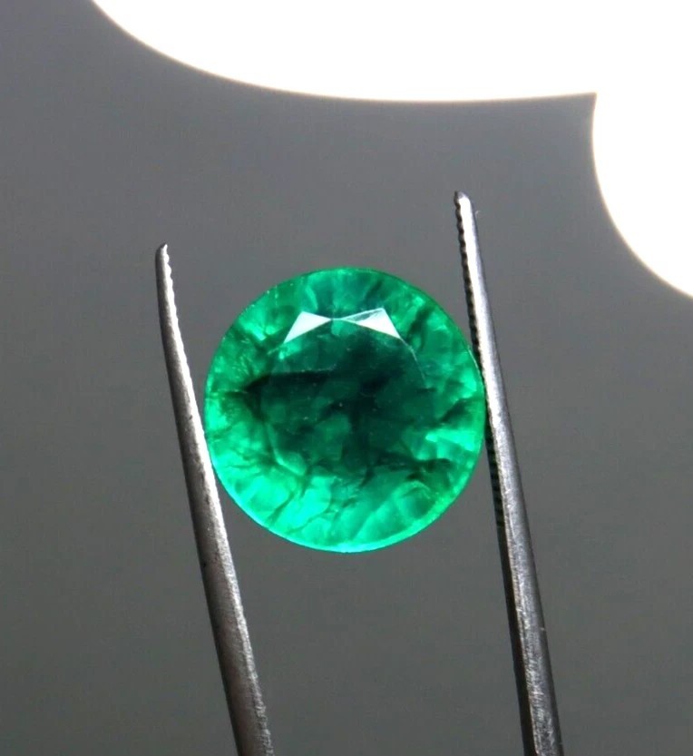 10.80 Ct Certified Natural Colombian Round Cut Green Emerald Loose Gemstone