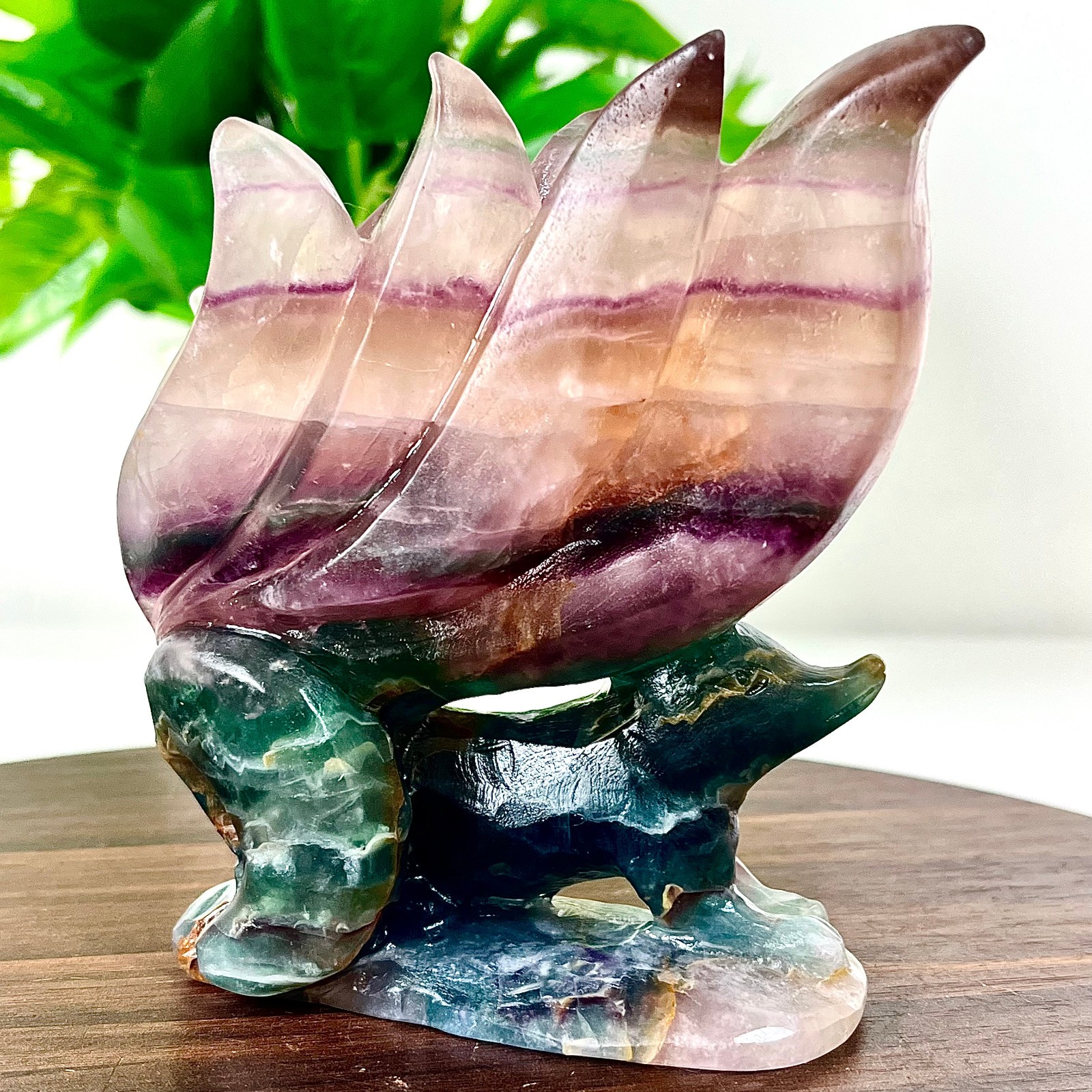2.05LB Natural fluorite quartz products, hand carved and polished spiritual orna