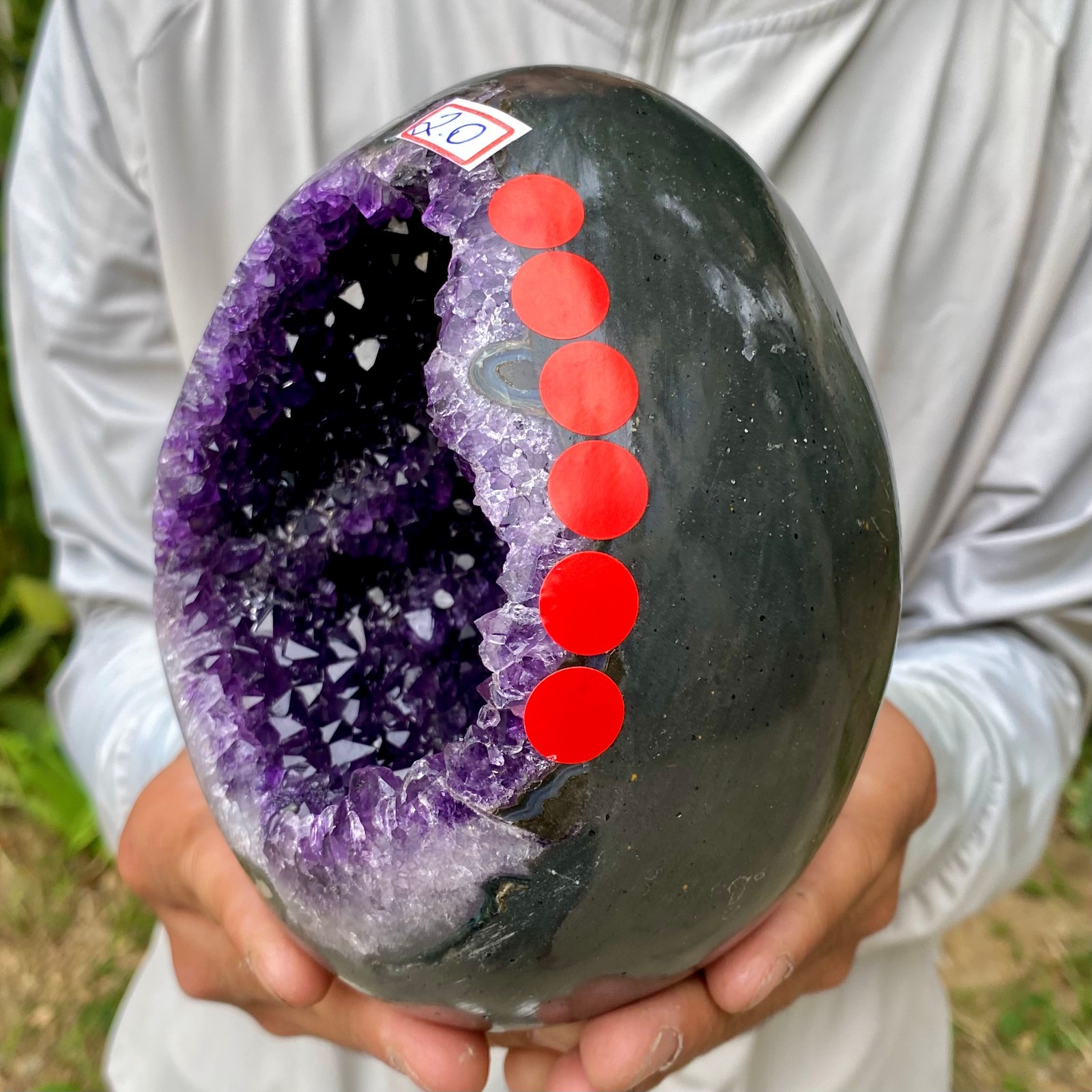 4.38LB Natural amethyst Dinosaur egg Quartz Crystal specimen healing