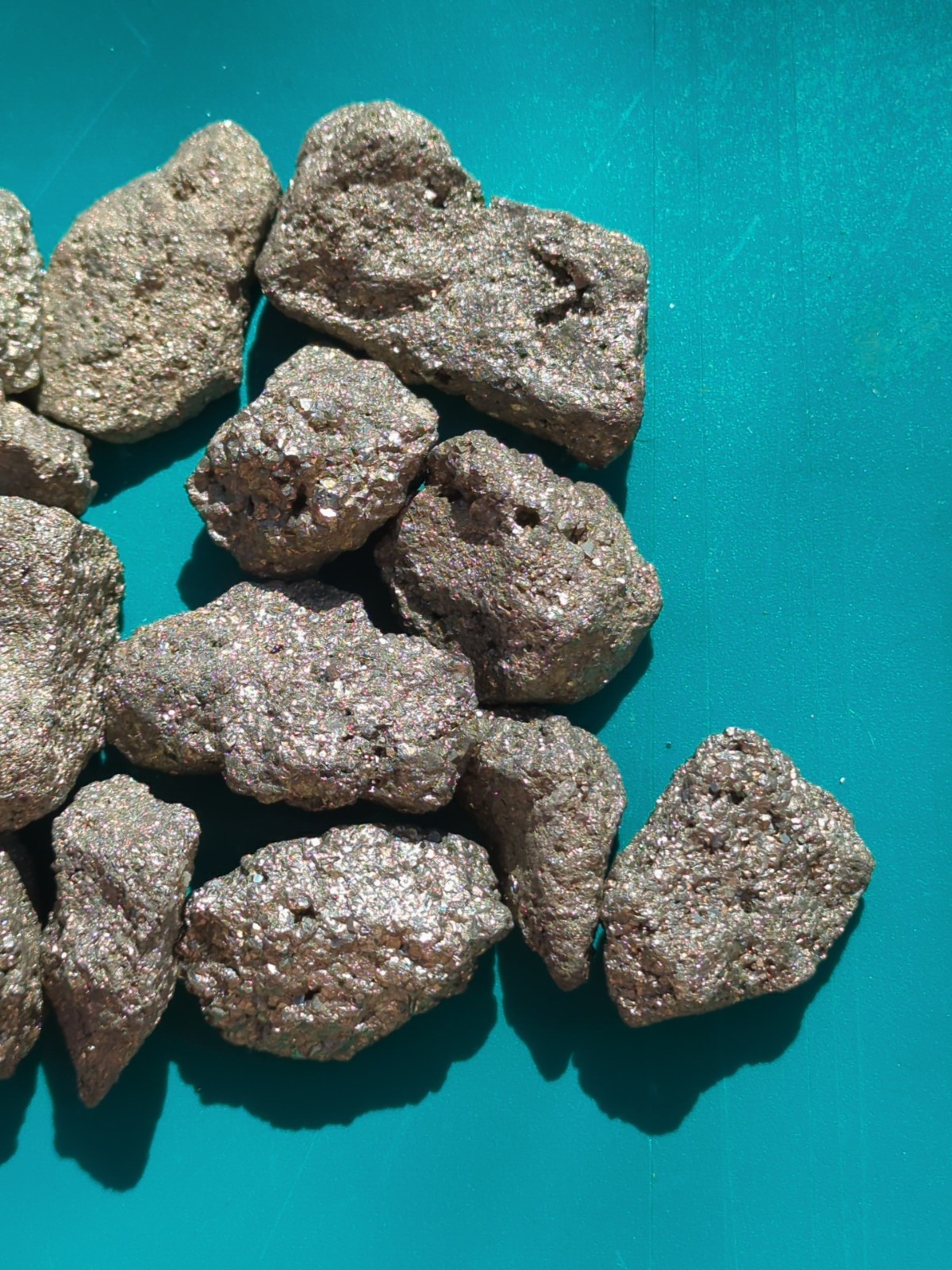 Lot of 1 Lb of Iron Pyrite Rough Chunks Fools Gold Nuggets 16 Pieces tumbling