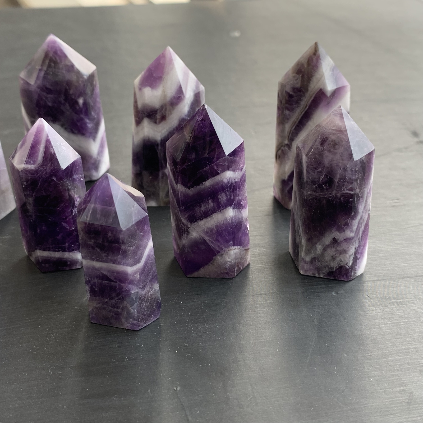 4pcs natural dreamy amethyst quartz obelisk crystal wand point healing 40-55mm