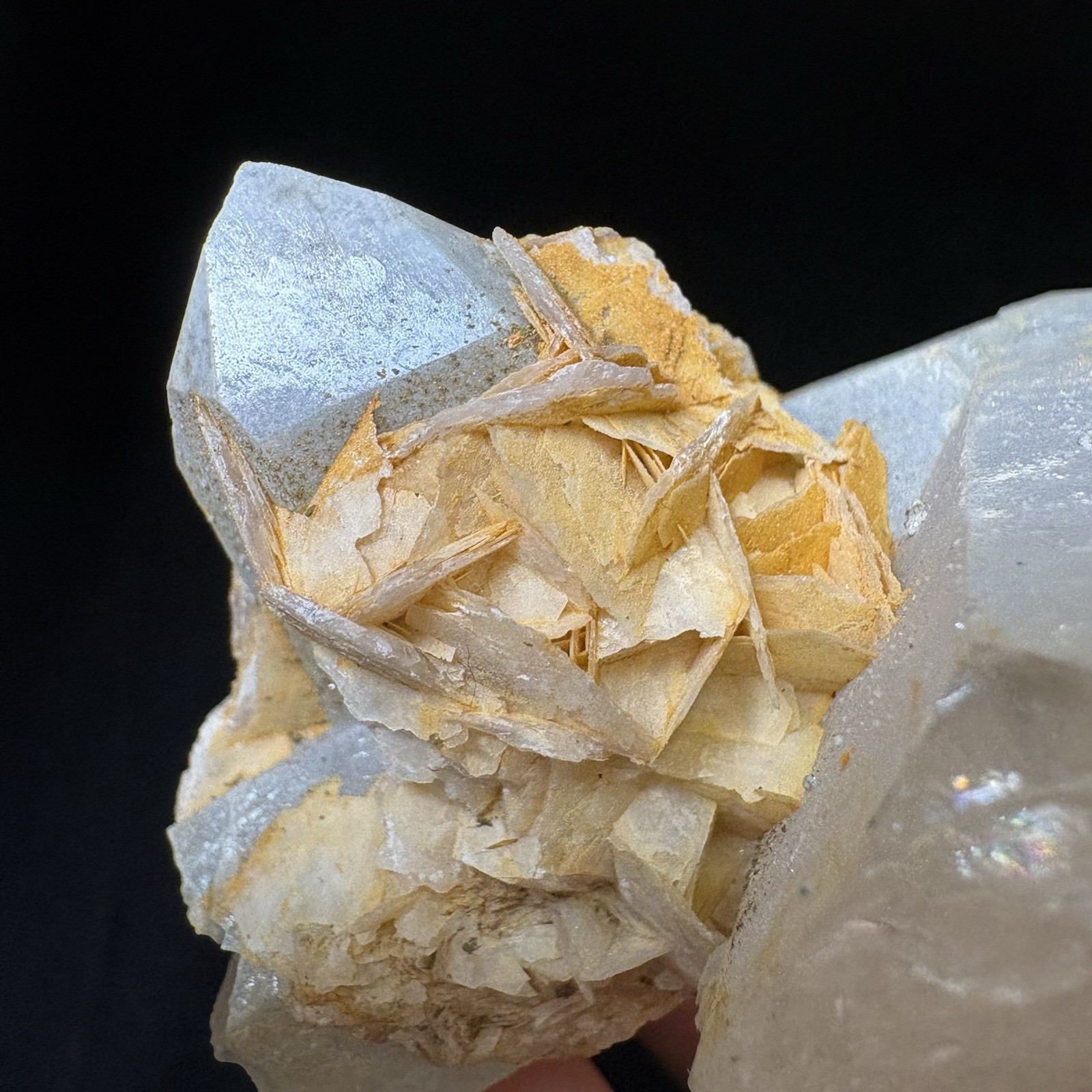 Natural High-Temp Crystal Quartz w/ Calcite Reiki Energy Raw Mineral Fluorescent