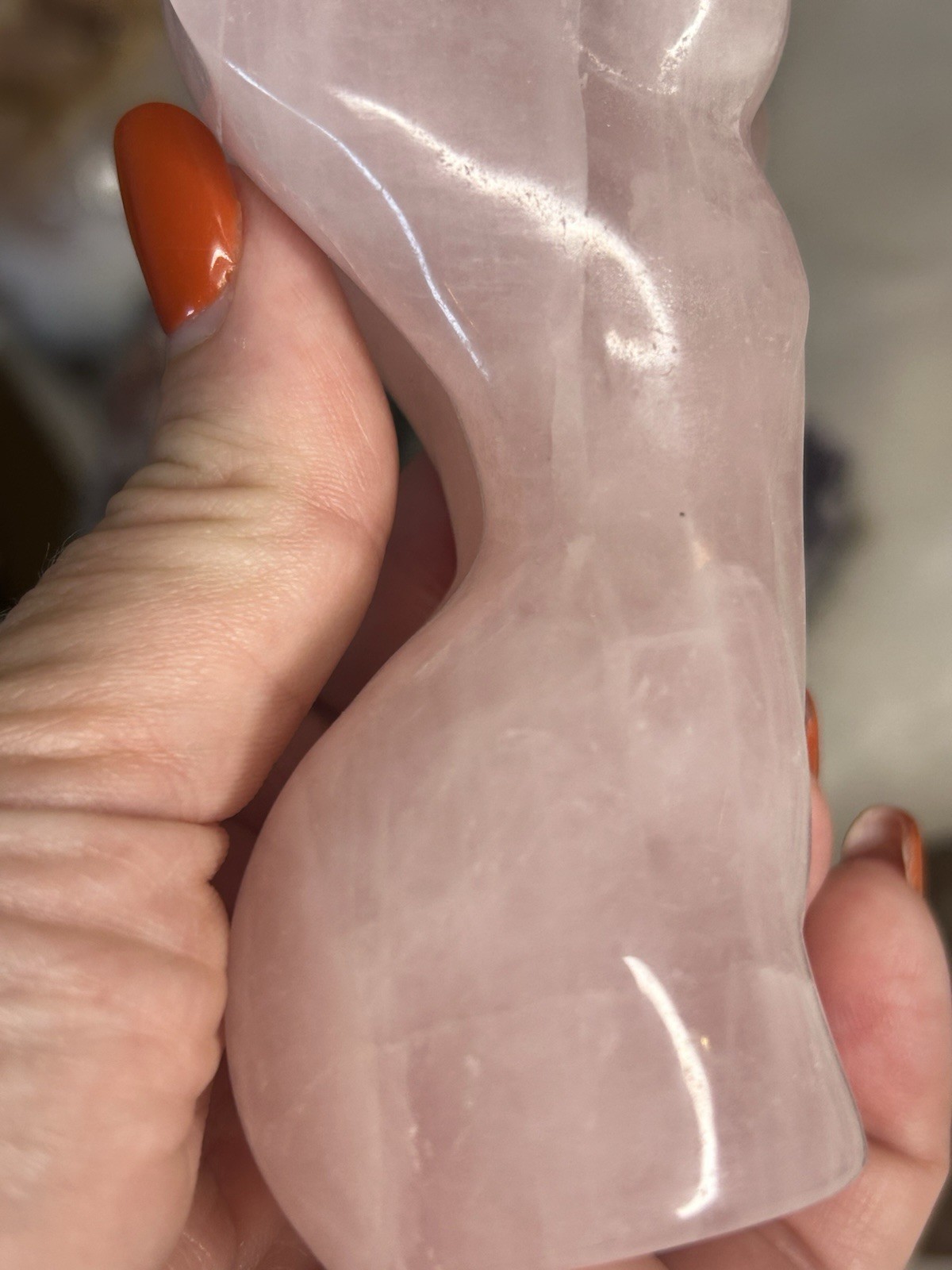 4” Hand Carved Rose Quartz Goddess Torso Statue Natural Crystal Feminine Form