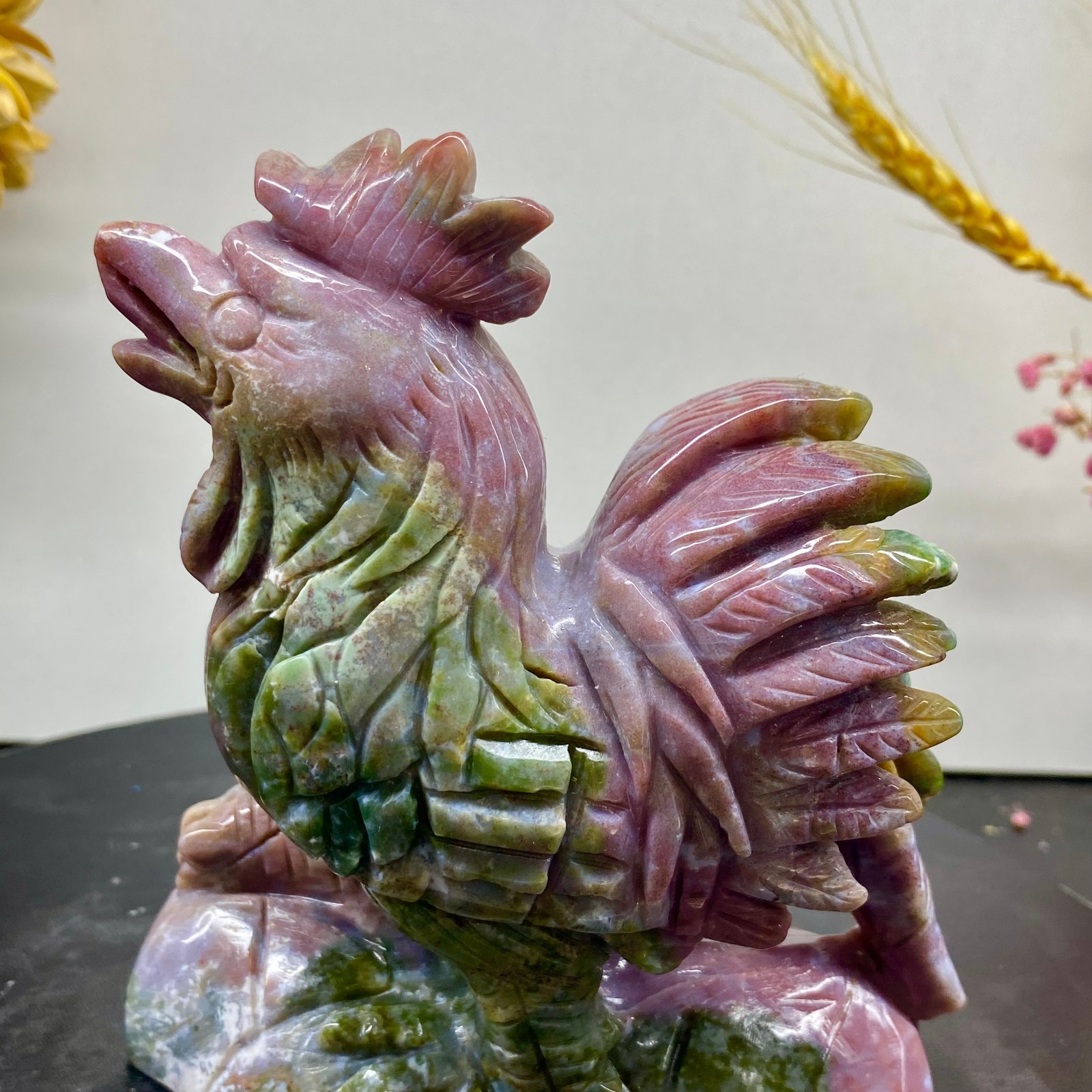 1.45LB Natural Amazonite Carving chicken Hand Carved Crystal Healing Decor