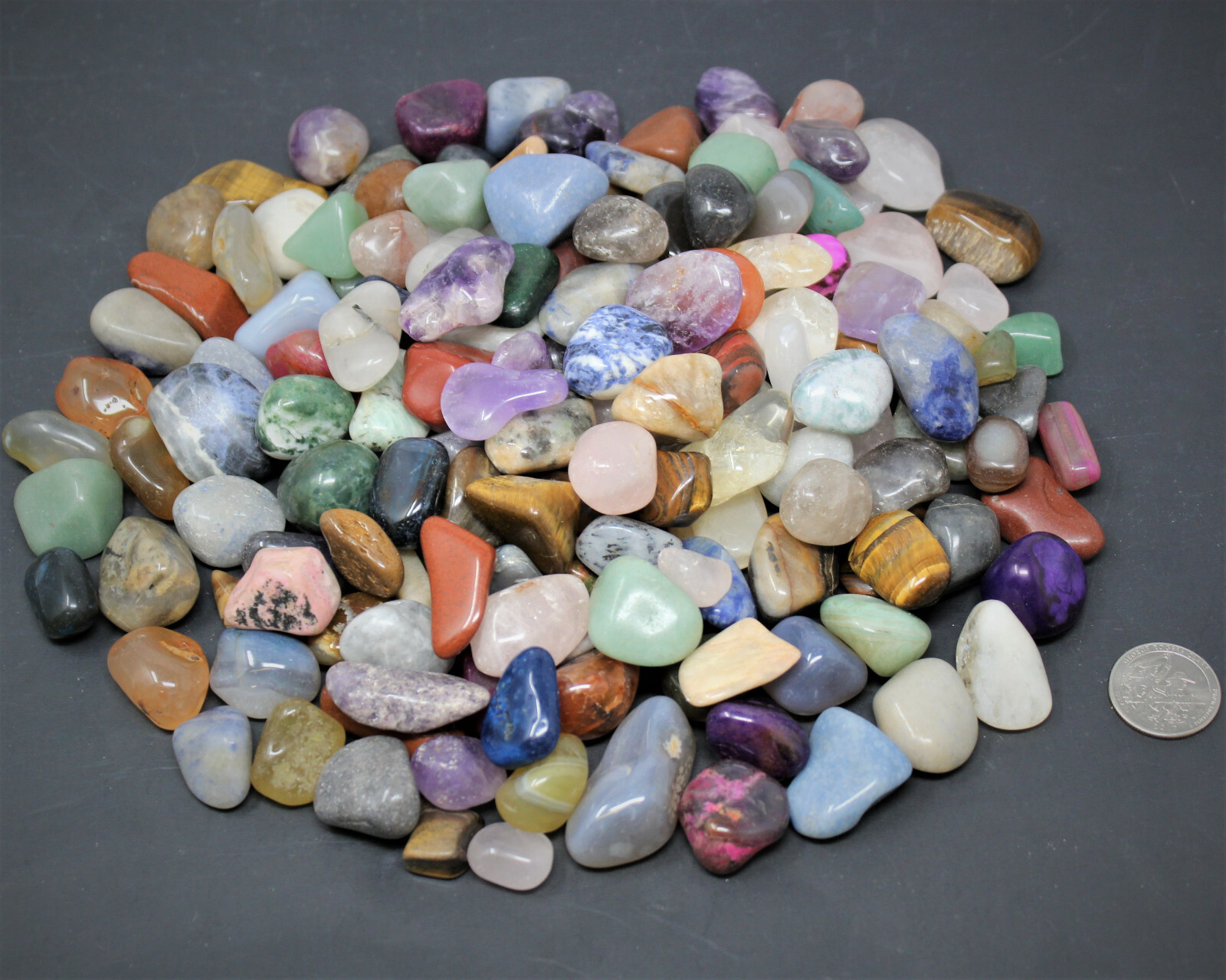 Assorted Mixed Tumbled Stones 2 lb Wholesale Bulk Lot MEDIUM Chakra Reiki Mix
