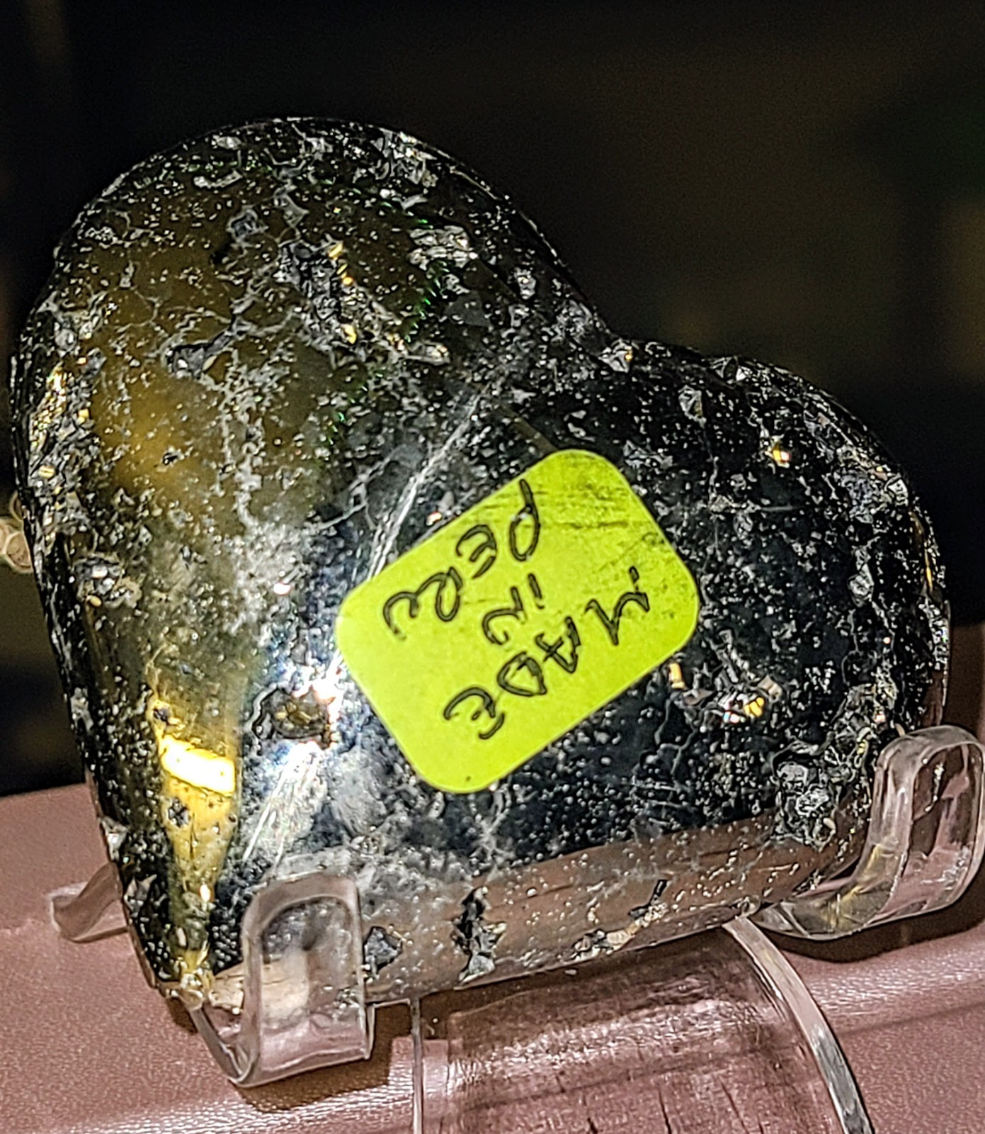Golden Druzy Peruvian Pyrite Crystal Heart #4