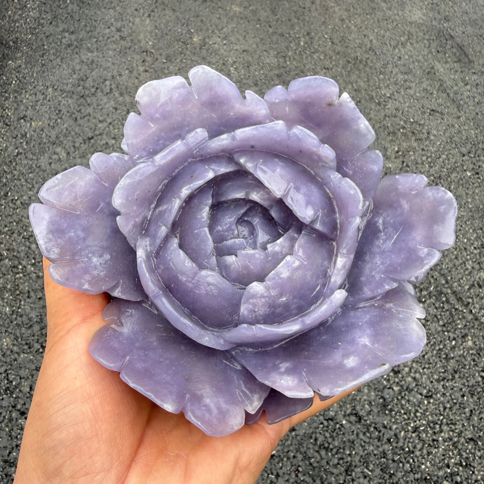 1LB Natural Purple Cloud Mother Quartz Carved Flower Crystal Reiki Healing 1pc