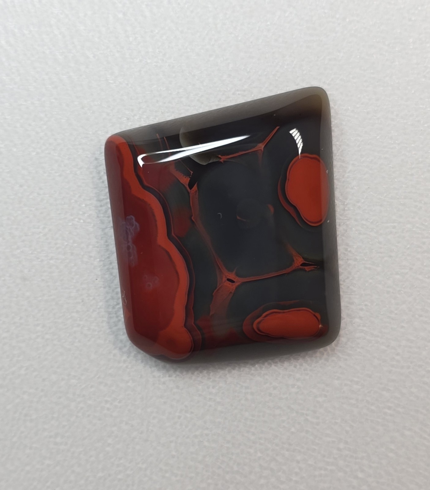 Rare banded Red Black Dark Gray Kentucky Agate Cabochon Ready to set #C-16