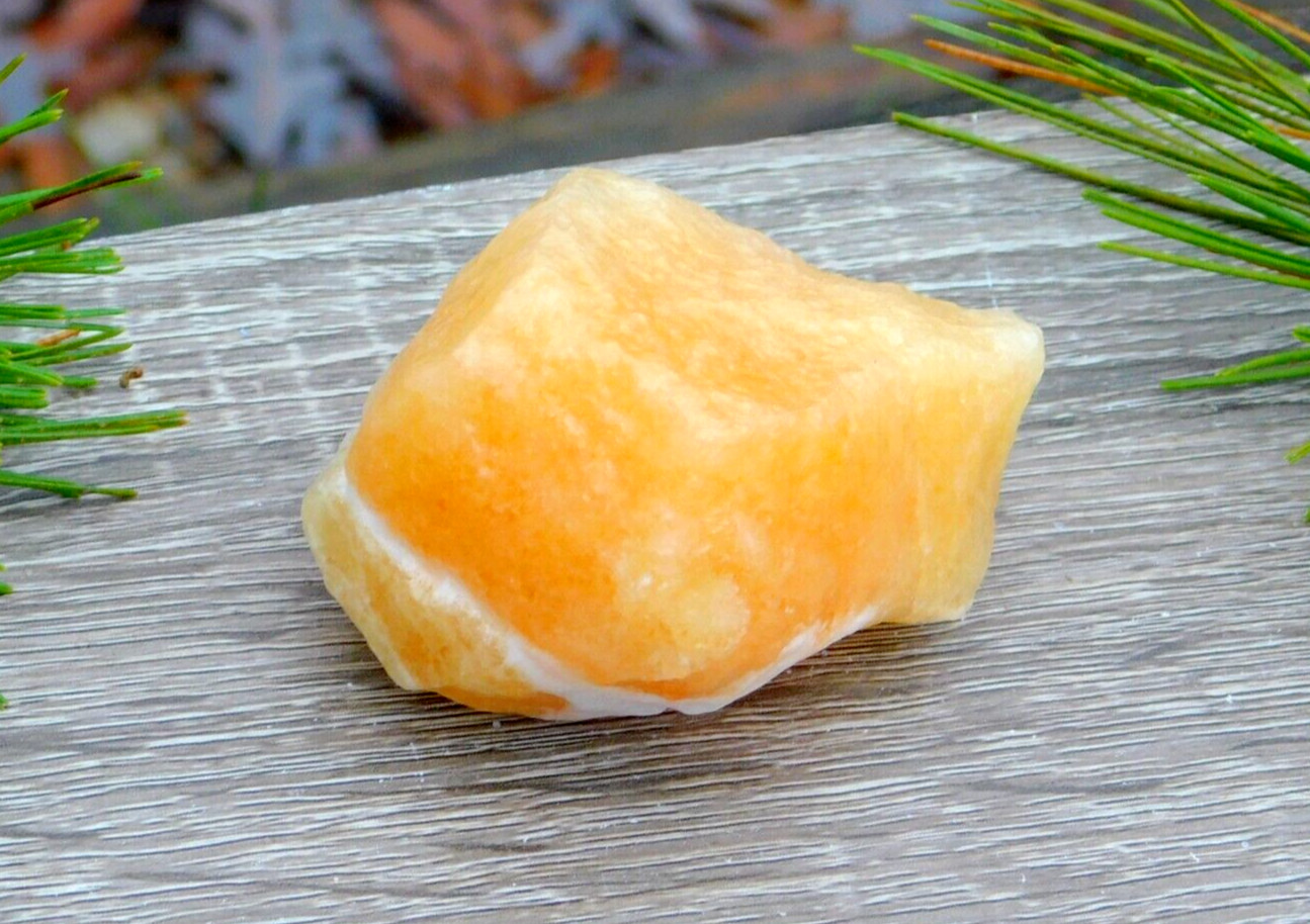 Orange Calcite Natural Rough Raw Stone 211g Solar Sacral Chakra Energy Healing