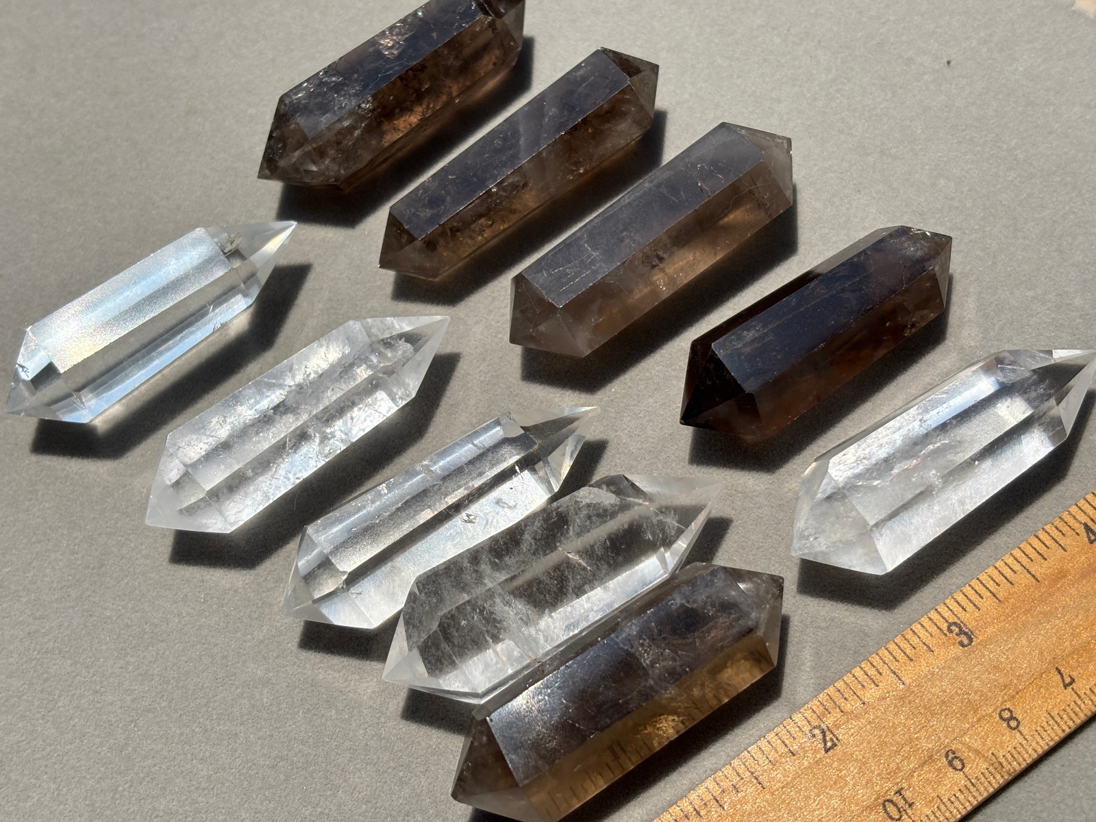 10pcs Lot Clear and Smokey Mixed Natural Quartz Crystal Double Terminated Points