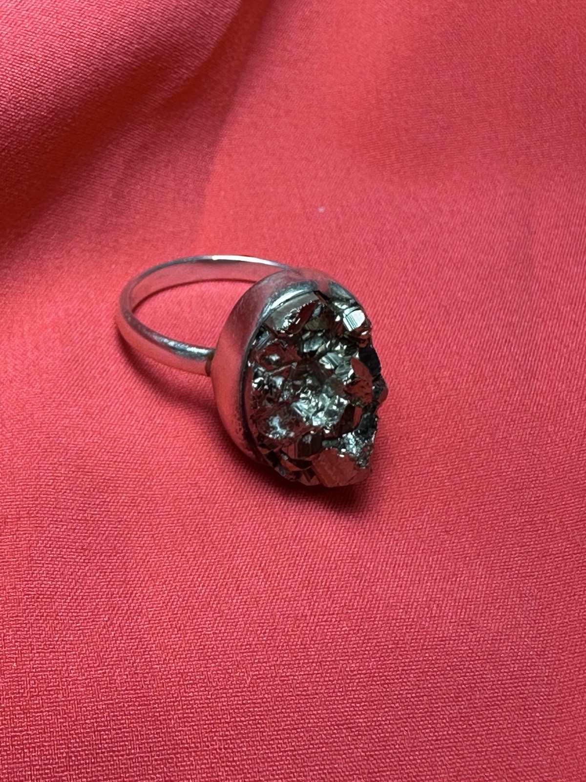 Vtg Sterling Pyrite Raw Mineral Powerful Psychic Energy Size 9