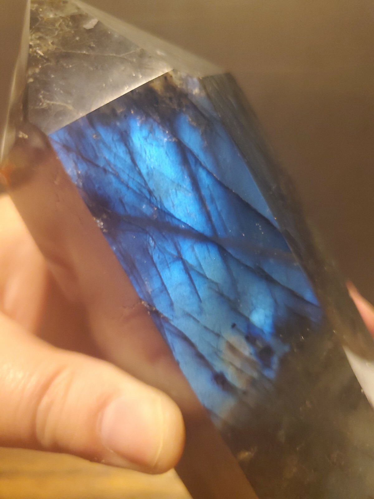 Labradorite With Electric Lightening Blue Flash Tower Point 7.25″, approx 2 lbs