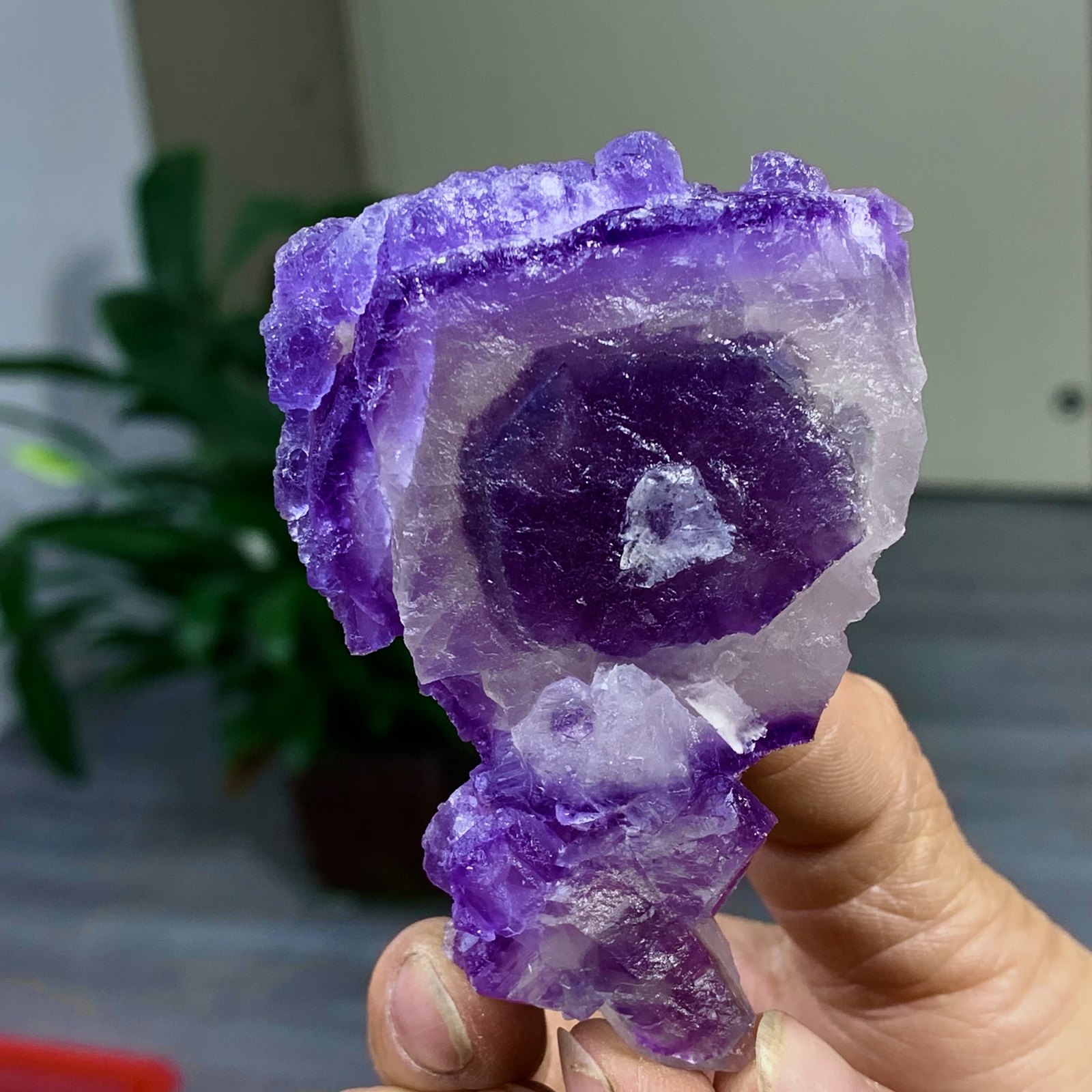 129G Rare transparent purple cubic fluorite mineral crystal sample/China