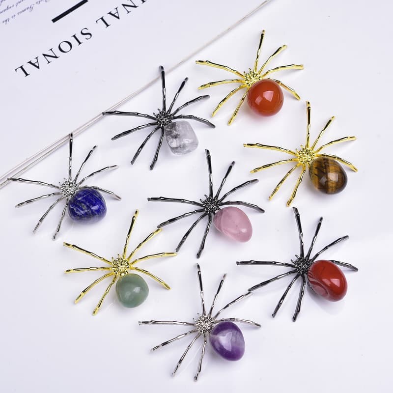 5 Pcs Natural mixed Agate Reiki Gemstone Spider Crystal Quartz Healing Decorate