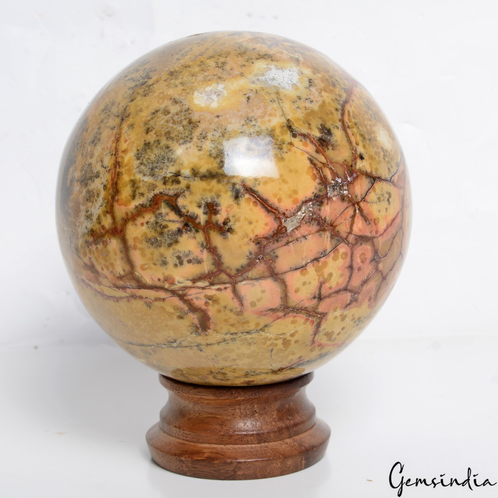 1.2 Kilo Natural Ocean Jasper Healing Crystal Mineral Gem Sphere/Ball With Stand