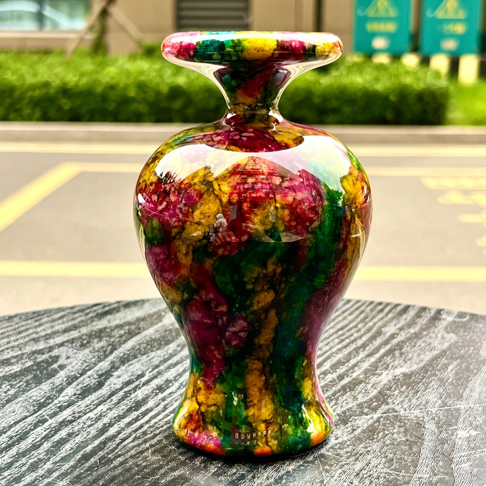 1.98LB Natural “Seven Colors Jade” vase specimen -Taiwan China