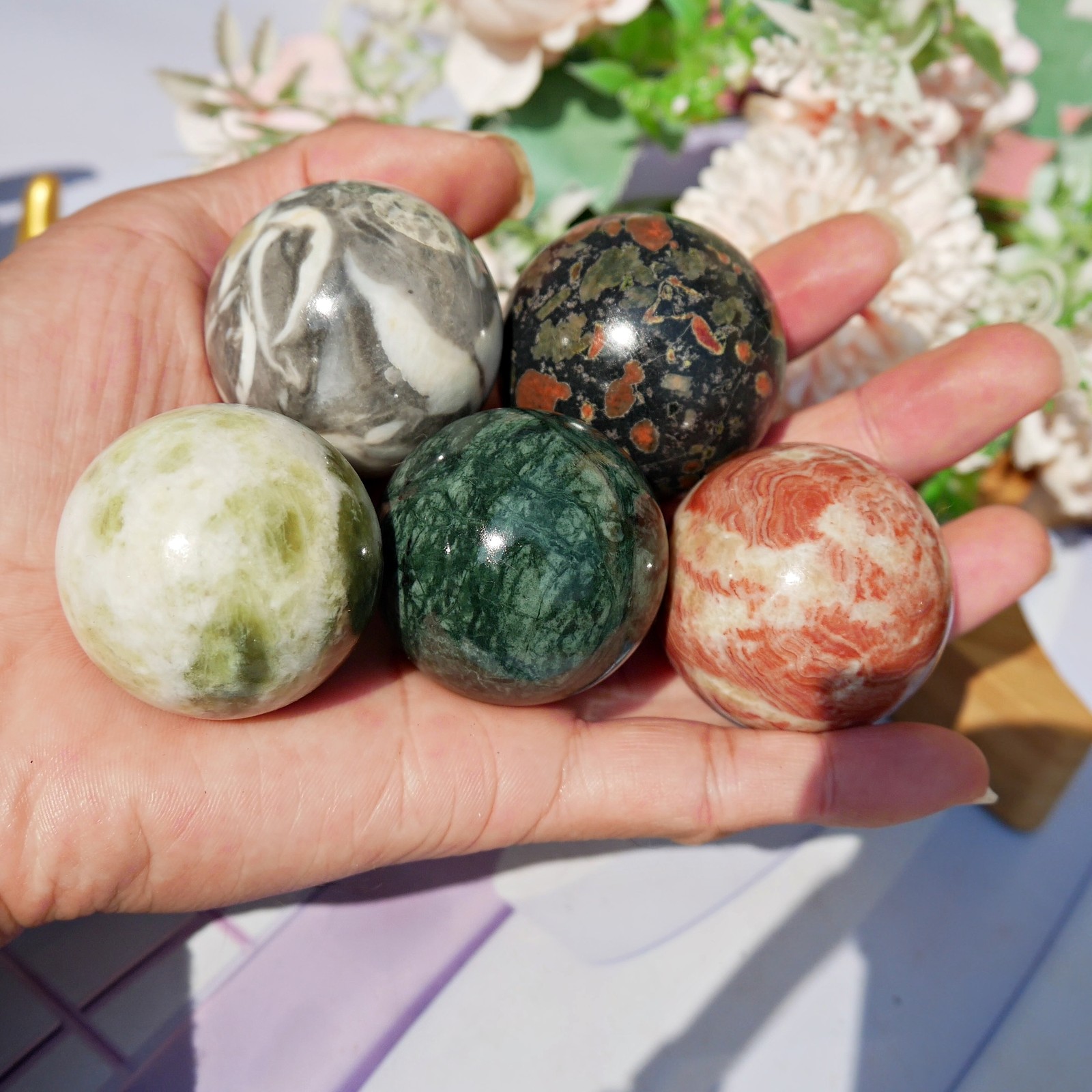 Multi-Material Jade Crystal Sphere Ball Choose Natural Gemstone Orb Decor Gift