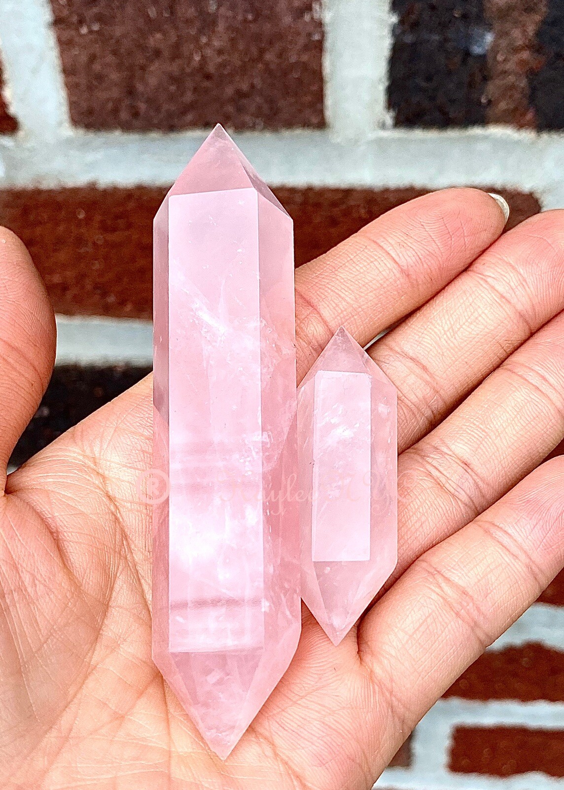 Wholesale Lot 1 Lb Natural Rose Quartz Double Terminated Point Crystal