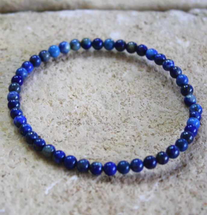 Natural Lapis Lazuli 4mm Grounding Stone for Anxiety Relief Jewelry Gift for Her