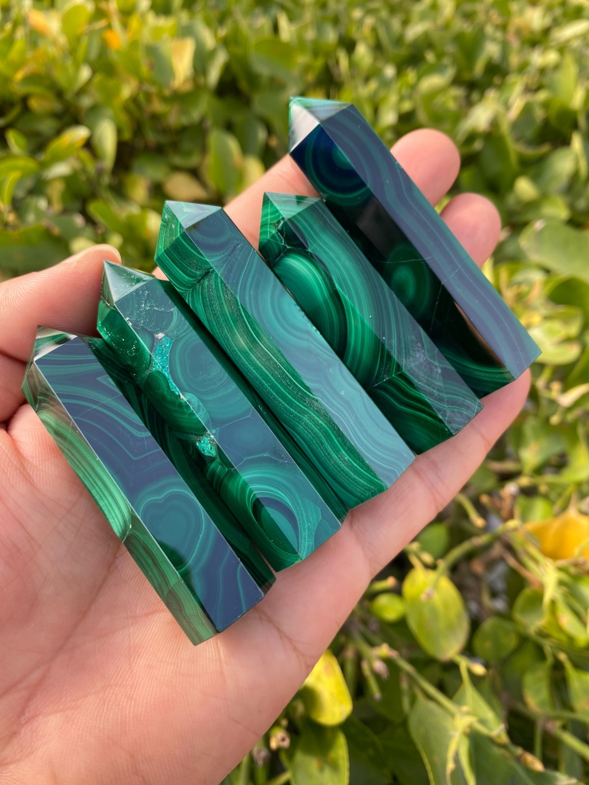 1pc Top Natural Malachite Quartz Obelisk Crystals Tower Chakras Point healing