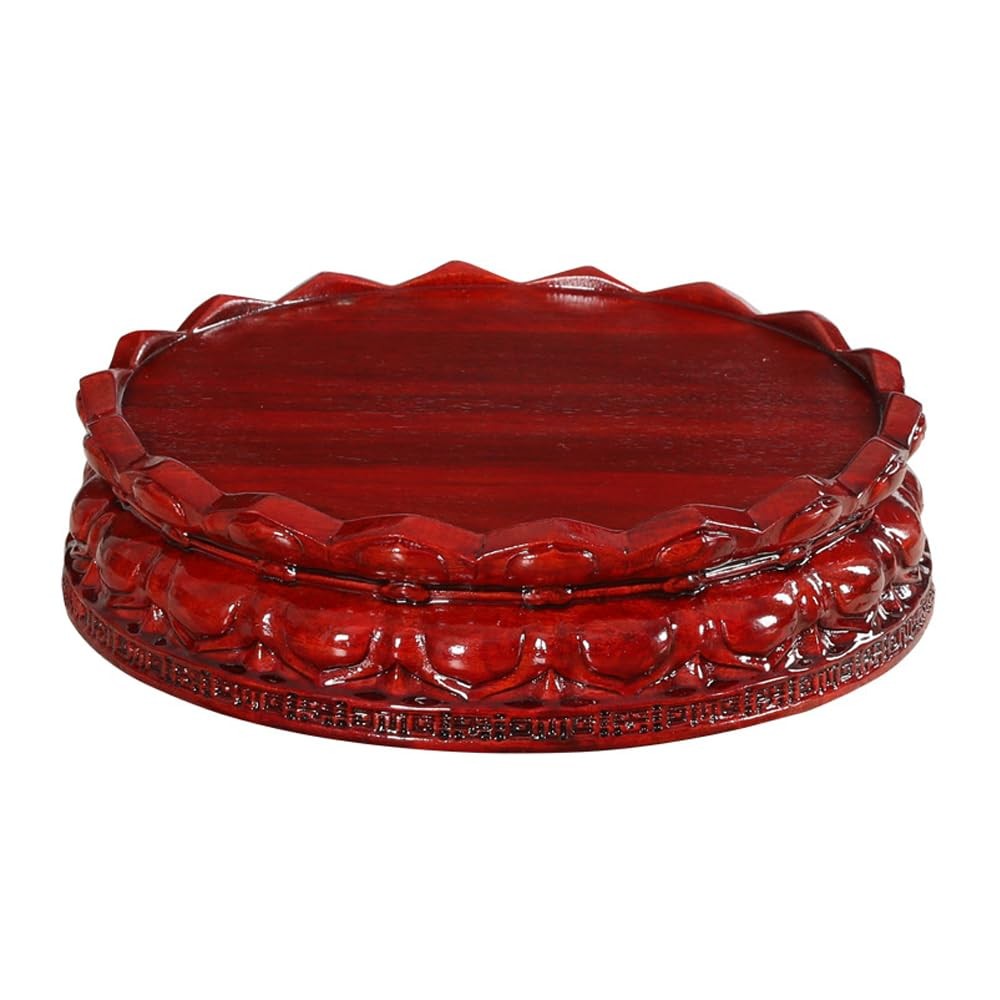 Oriental Rosewood Display Stand Handmade Carving Wooden Base Circular Vase Fi…