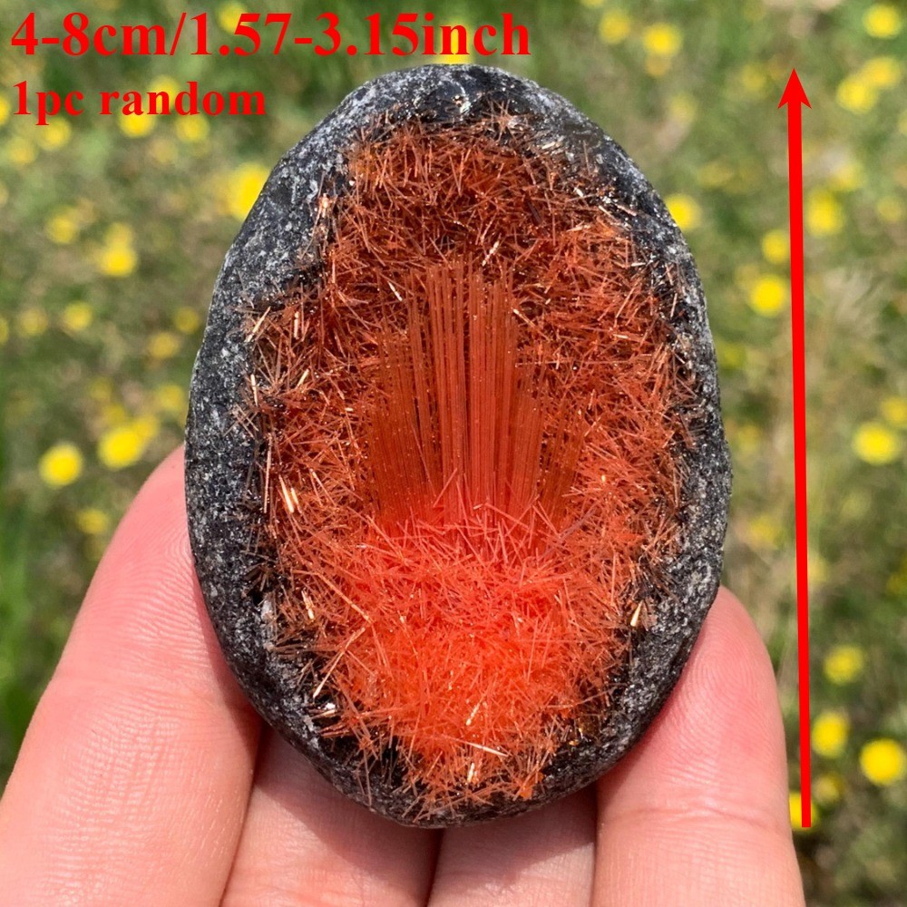 Raw Orange Magnetite Quartz Clusters Goethite Crystal Egg Healing Decor Gift