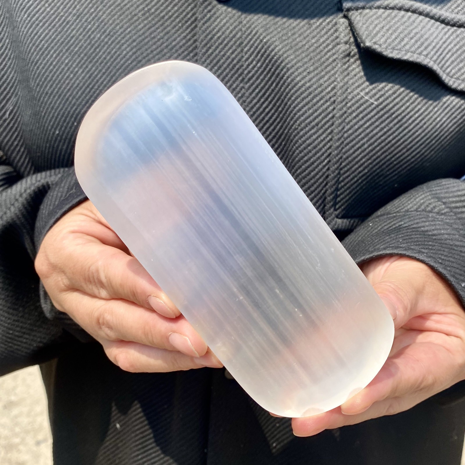 167G Natural selenite gypsum quartz crystal slab mineral specimen healin
