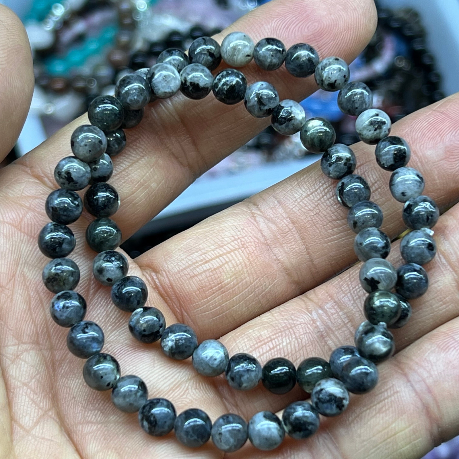 Wholesale Lot 6 Pcs Natural ShimmerStone 6 mm 7.5″ Crystal Stretch Bracelet
