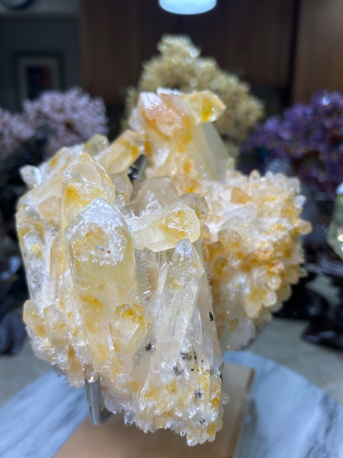 Mango Quartz Specimen Freeform on custom acrylic stand big