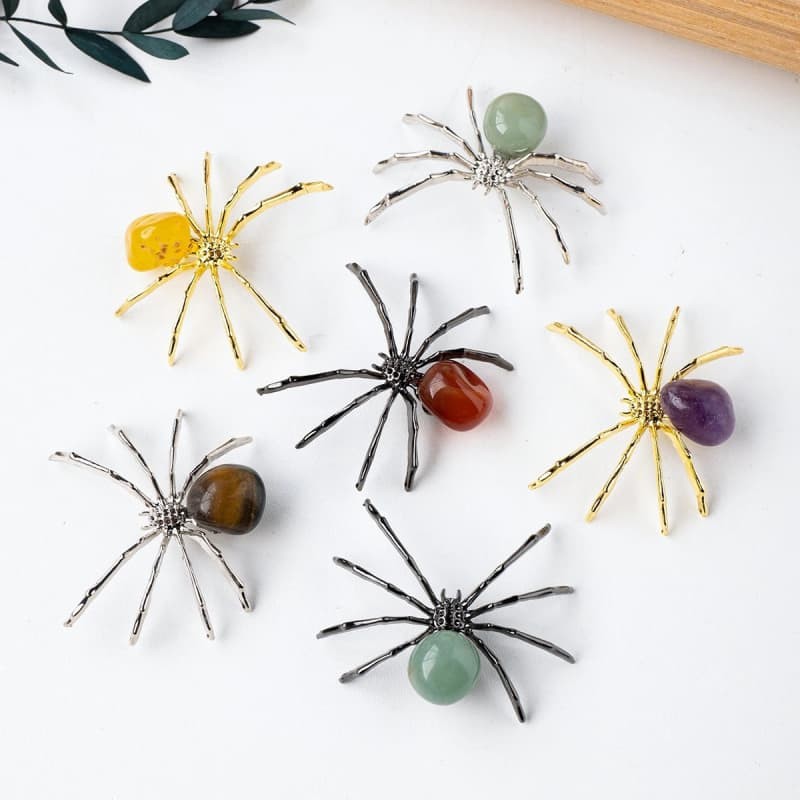 5 Pcs Natural mixed Agate Reiki Gemstone Spider Crystal Quartz Healing Decorate