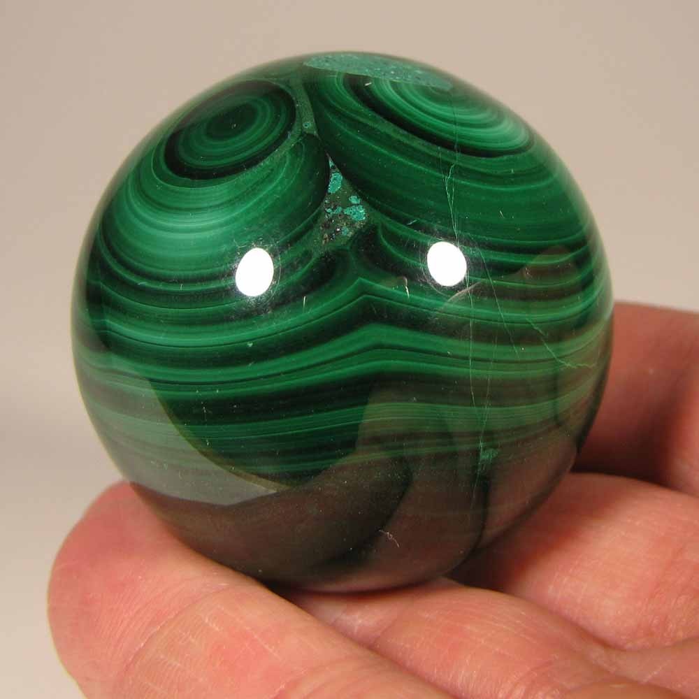 48mm MALACHITE Polished Gemstone Sphere Ball w/ Stand – Congo, Africa