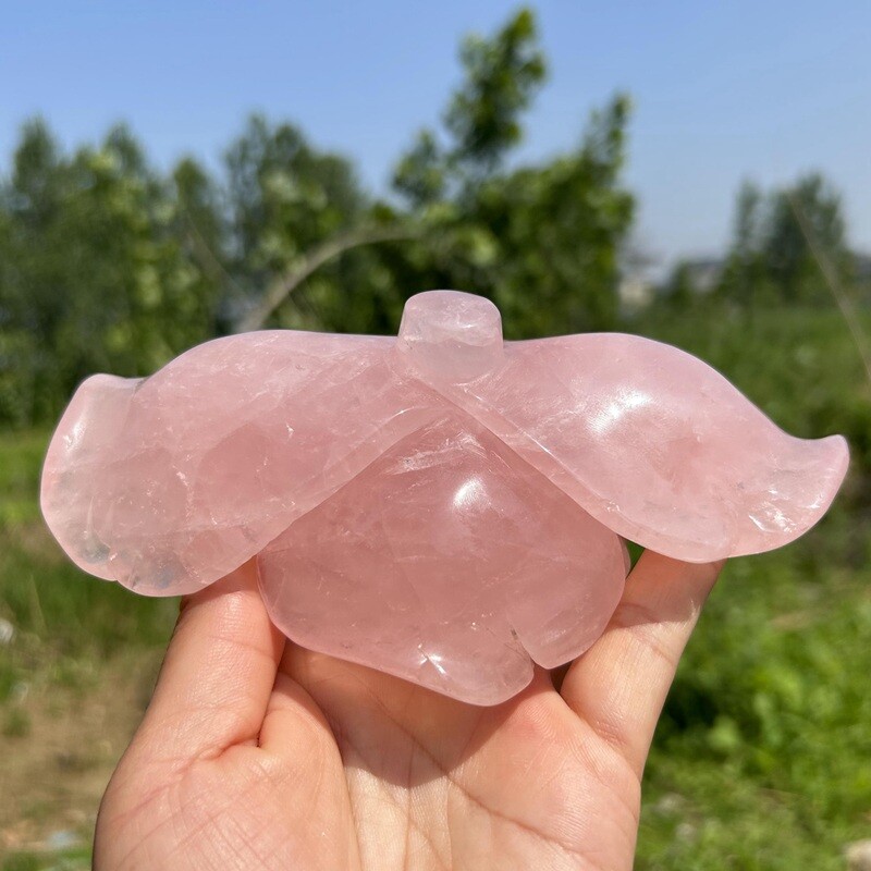 1.27LB Natural Rose Quartz Flower Skull Carved Crystals Skull reiki healing