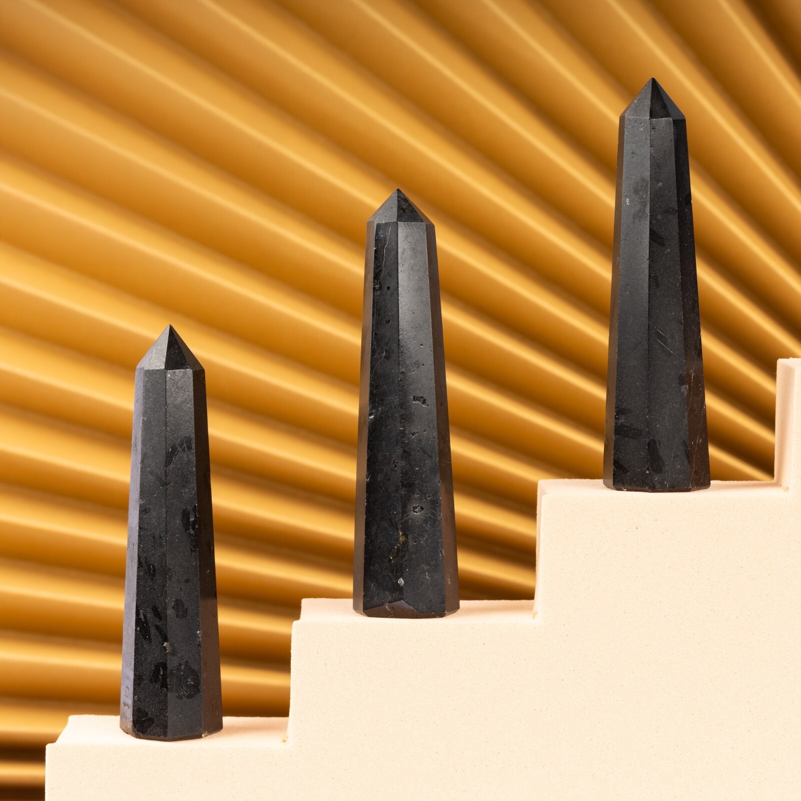 Natural Black Tourmaline Obelisk Point Crystal Tower 2.5-3″, Healing Crystals an