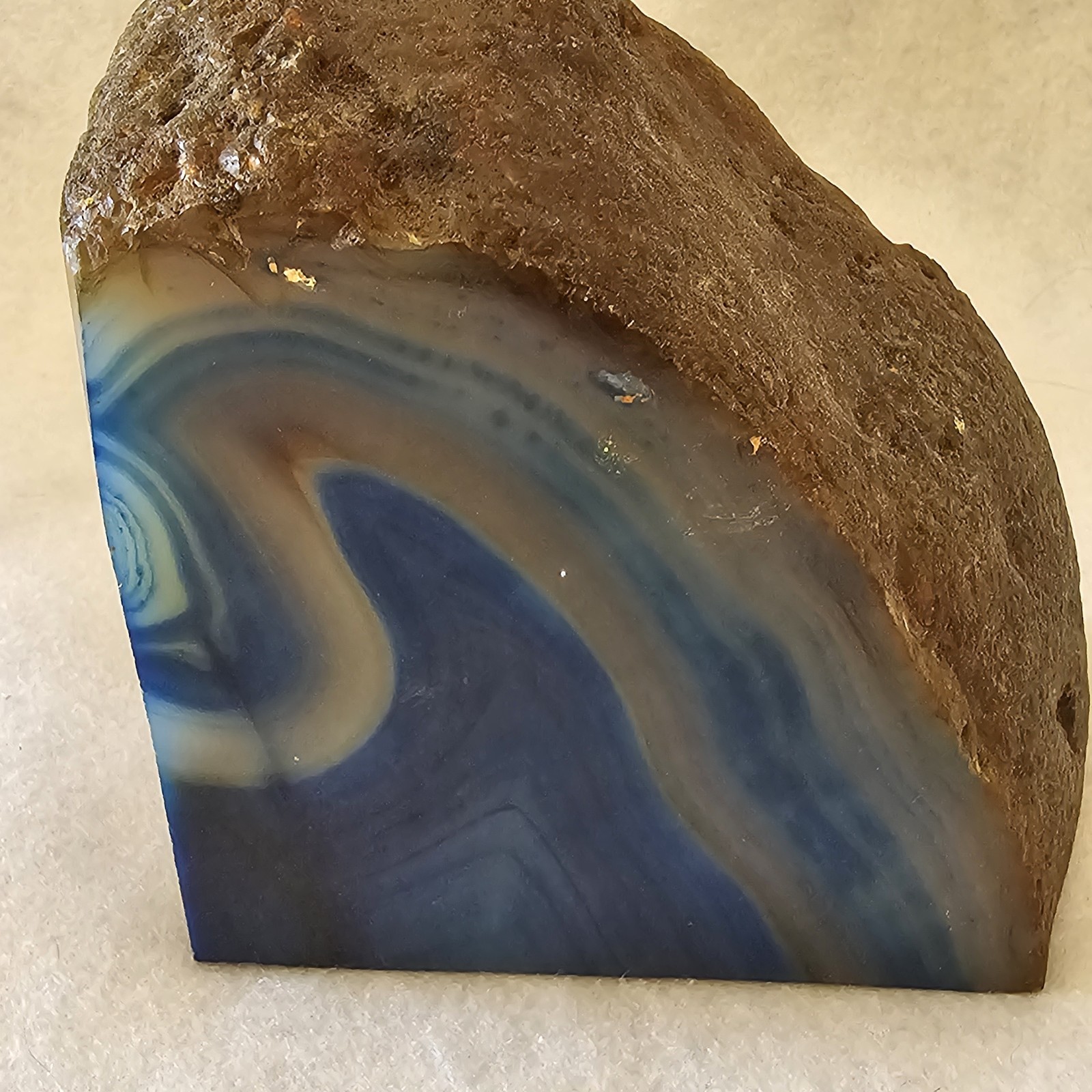 Polished Collectible Agate with beautiful Blue, White And Gray Paper weight.