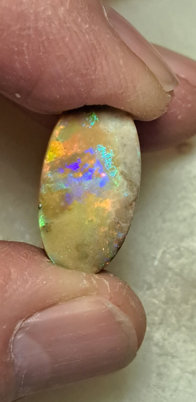 Large Multicolor Andamooka Hard Matrix Double Sided Carbonized Polished Colorful