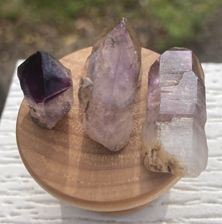 3 pcs Lot SHANGAAN SMOKY AMETHYST Healing Crystal Points Bulk Chiredzi Zimbabwe