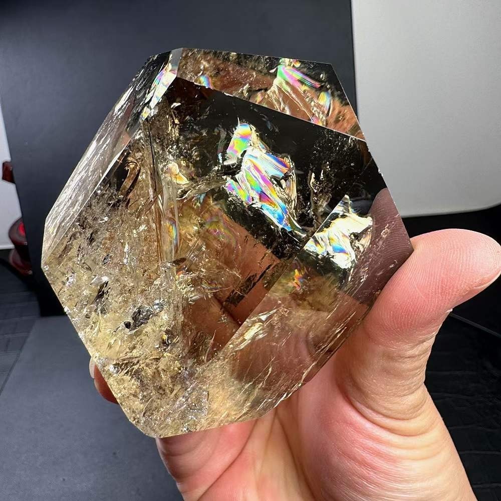 494g Natural Citrine Quartz Carved Freeform Crystal Reiki Healing Decor