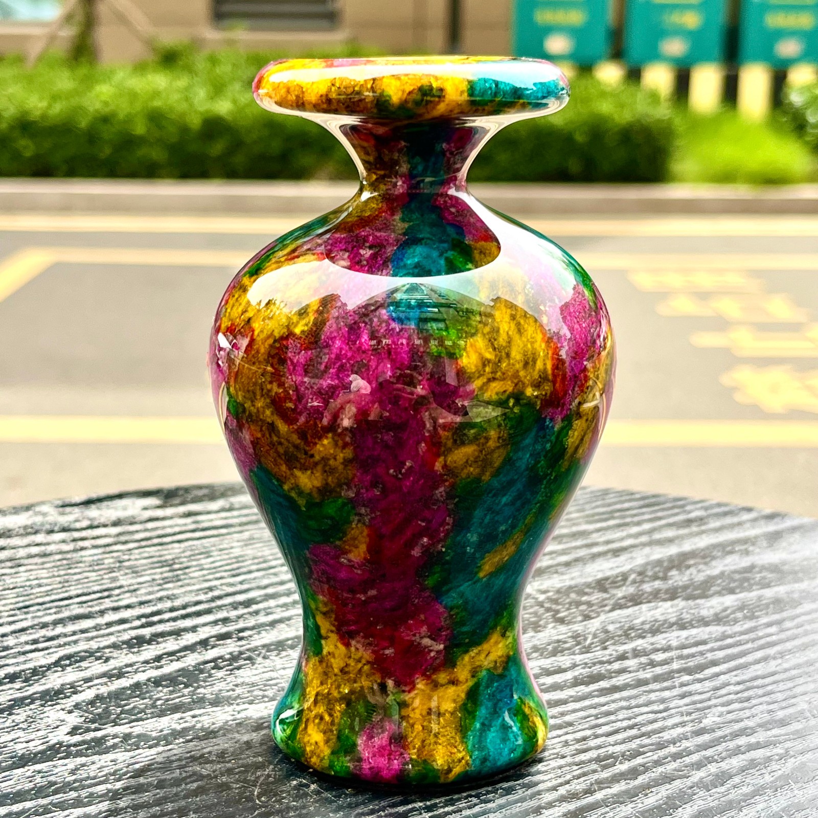 1.94LB Natural “Seven Colors Jade” vase specimen -Taiwan China