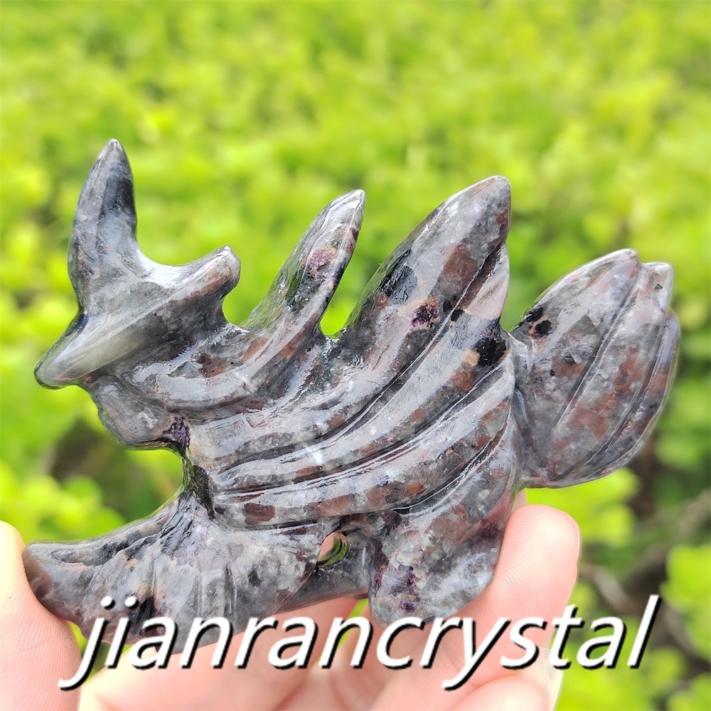 3.3″ Natural Yooperlite Witch Carved Quartz Crystal Halloween Broom Gift 1pc