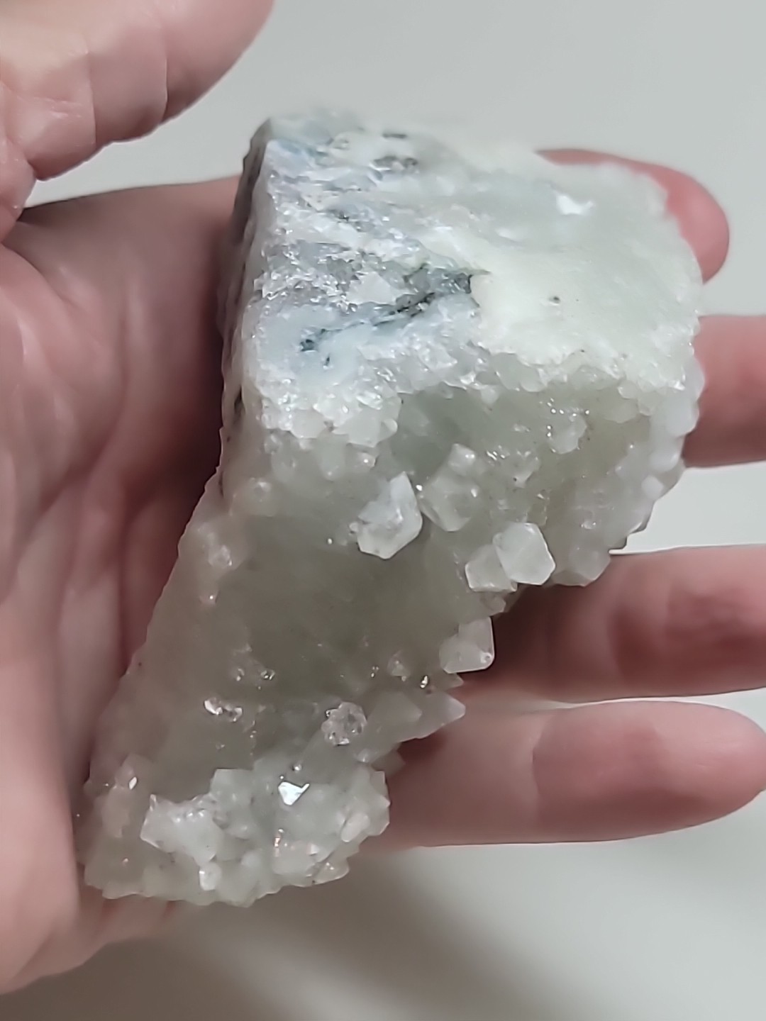Quartz Druzy Crystal on Moonstone Raw Natural Mineral 3.75″ x 2.5″ x 1.75″