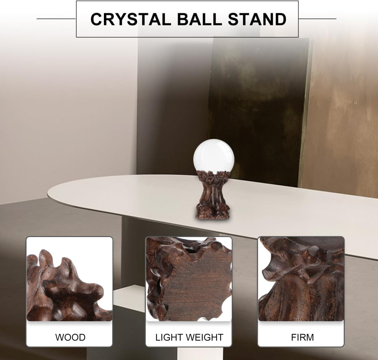 Wooden Stand for Crystal Sphere Quartz Ball Holder Wood Display Stand Base Orb E