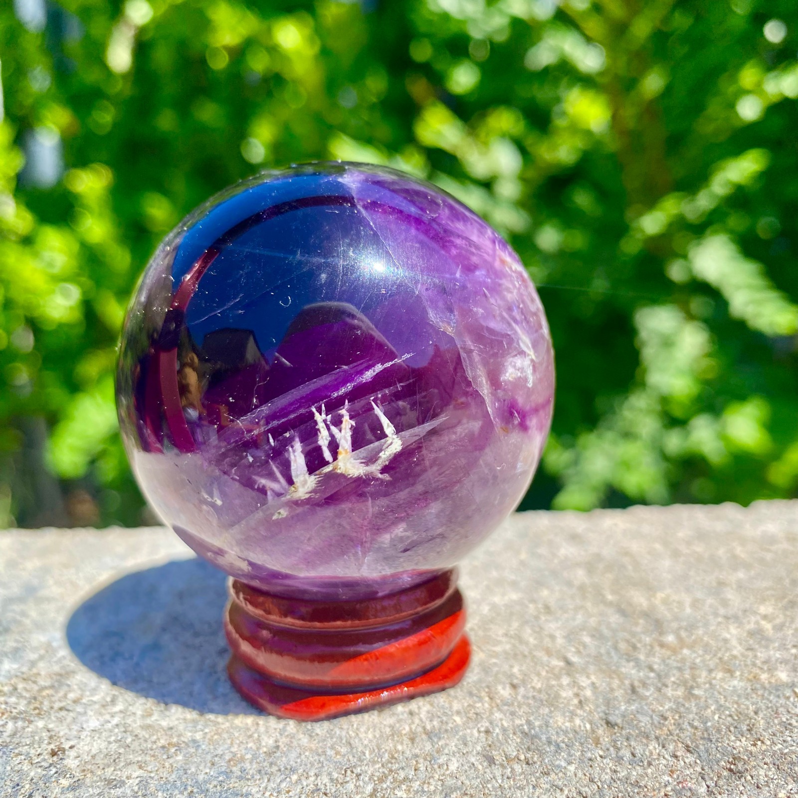 217G natural Green fluorite ball quartz crystal Sphere Reiki energy healing