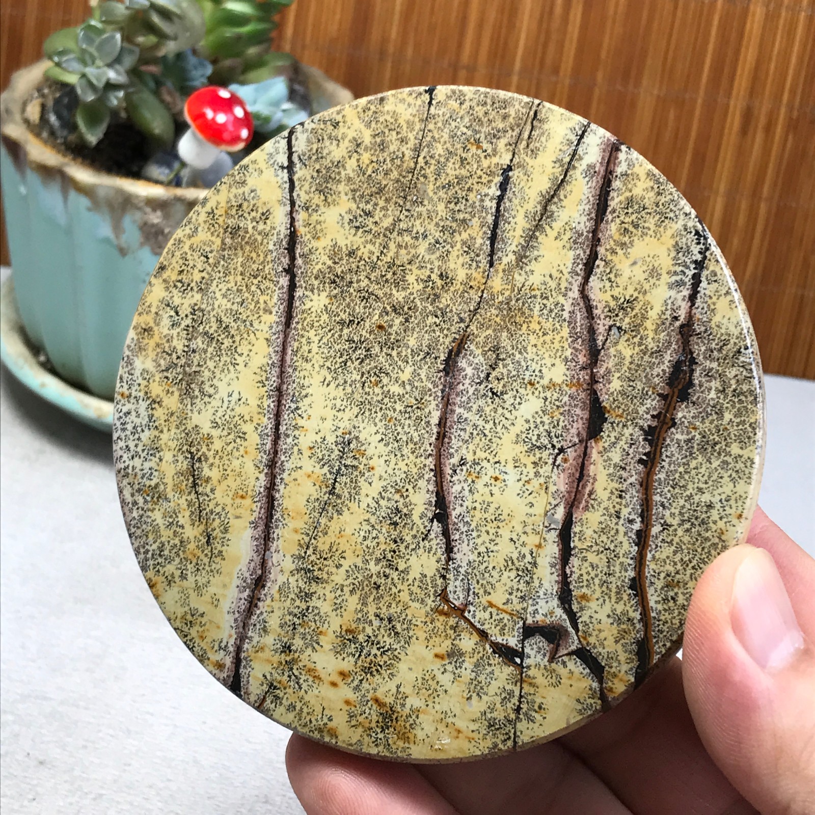 99mm Natural Chinese painting stone crystal ornaments for home decoration A6405