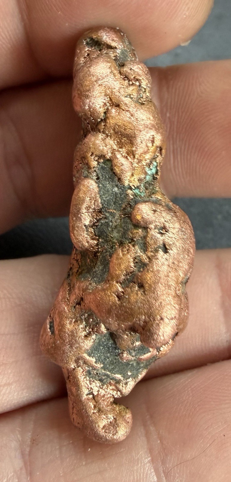 1.3oz Solid Copper Nugget w Natural Quartz, Epidote & Basalt – Keweenaw, Mich