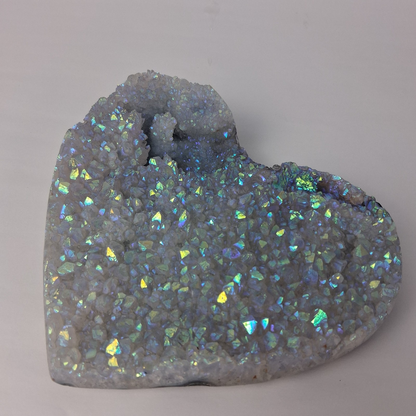 Heart Shaped Angel Aura Quartz Crystal Cluster Natural Rock 7 x 6 in