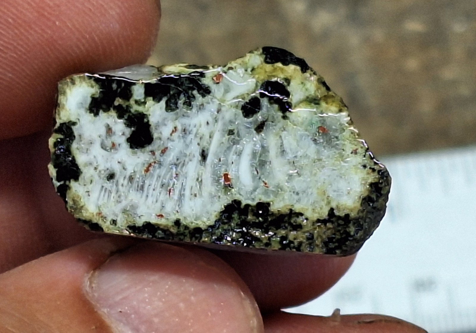 Copper Replacement Agate In Greenstone – Wolverine #2 Copper Mine – Michigan